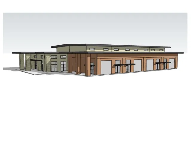 Proposed commercial units on the back side of the main building.
