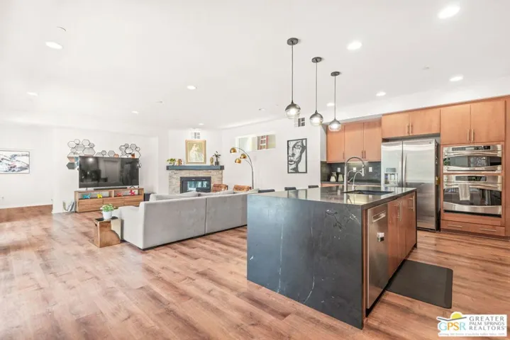 Kitchen looking to living area