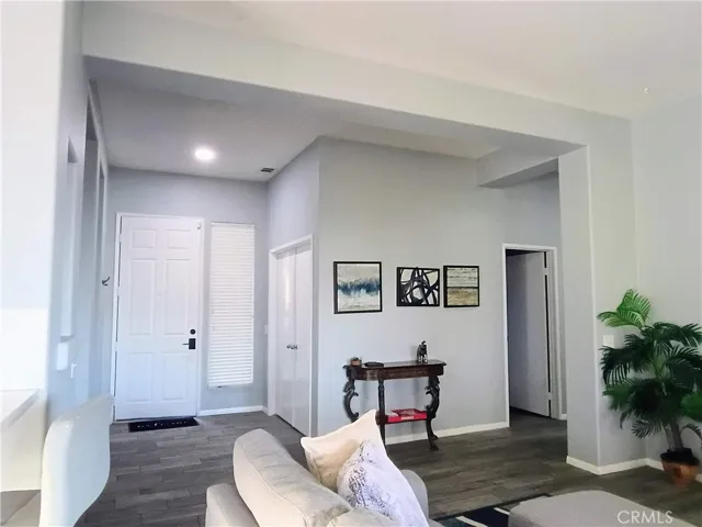 Living room view to front door