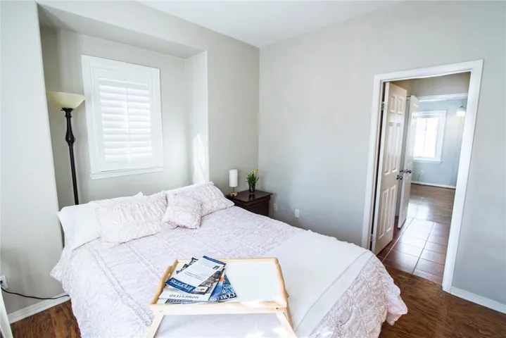Bedroom connected to second living space by the bathroom