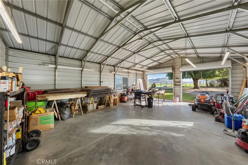 Looking out from the back of the garage/workshop