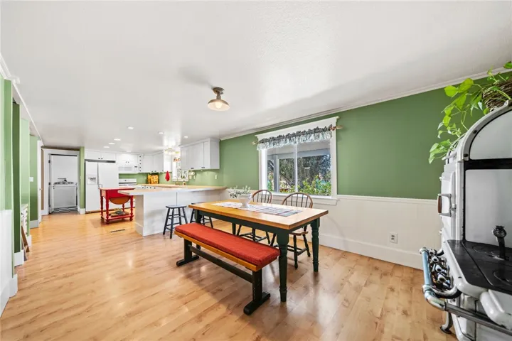 Dining area with wainscotting