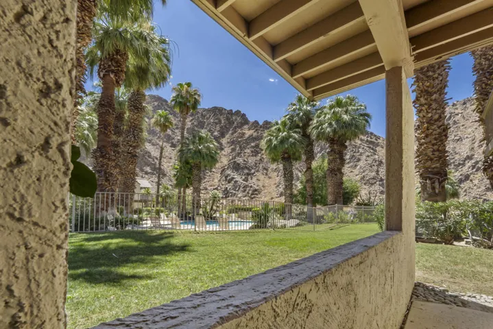 view to pool and mountains