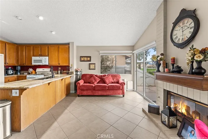 Fireplace and Vaulted Ceilings in Family Room