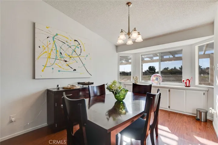 Dining area windows and more cabinetry.