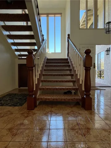 View of the large windows and staircase