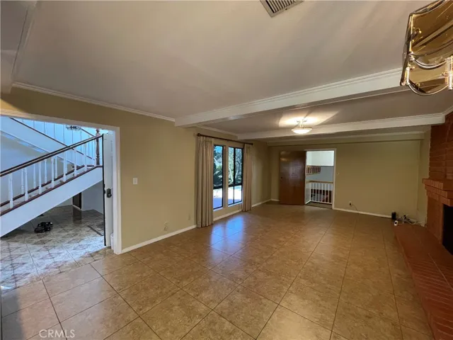Dining room with a gas fireplace