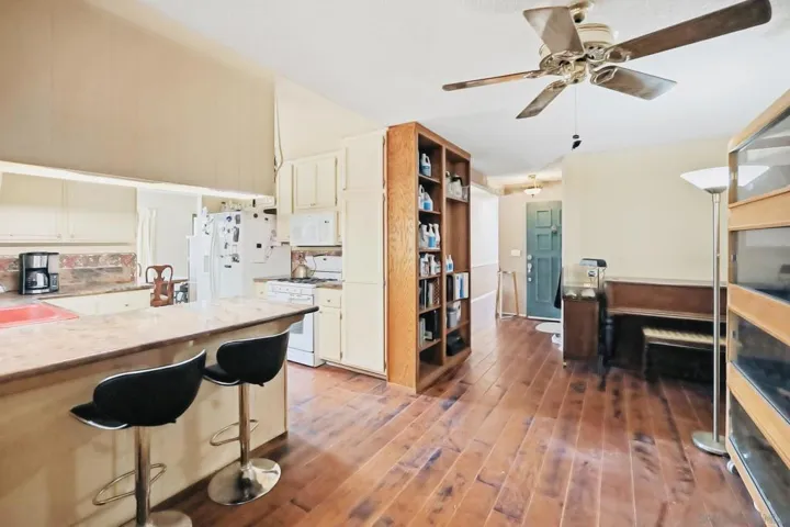 Open kitchen with counter seating