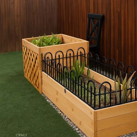 AI modified back yard planter box pictures. See original picture