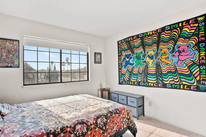 Bedroom with carpet flooring