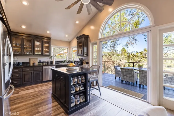 Kitchen open to exterior deck