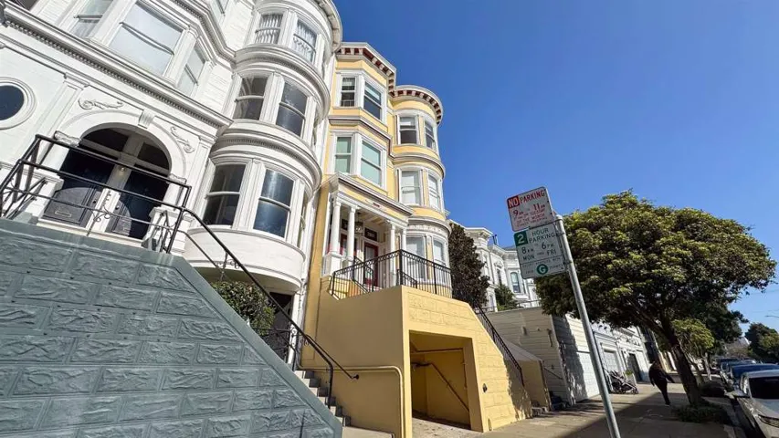 View of building exterior with stairway