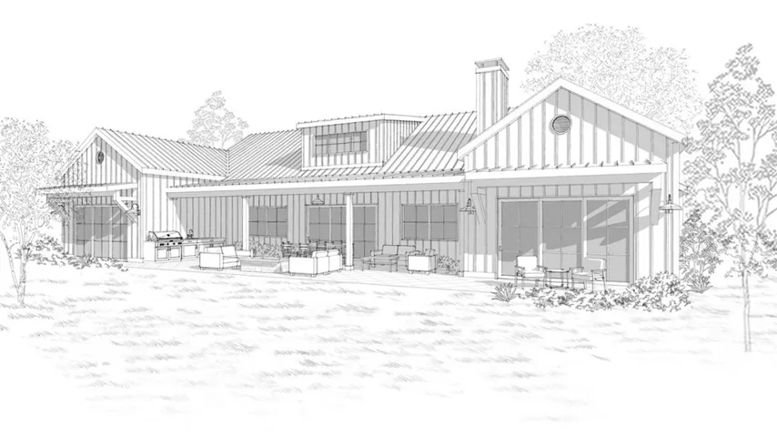 Plan 3 - Modern Farmhouse -​​‌​​​​‌​​‌‌​​‌​​​‌‌​​​‌​​‌‌​​‌‌​​‌‌​​​​ Rear