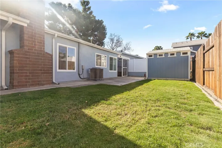 Side yard and detached shed
