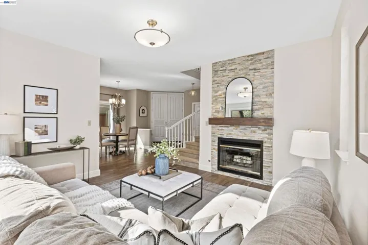 Living room with lovely fireplace