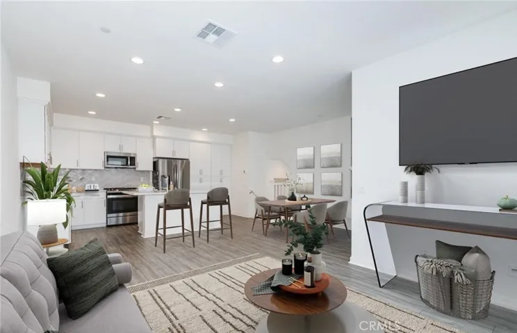 Staged Living Room to Kitchen