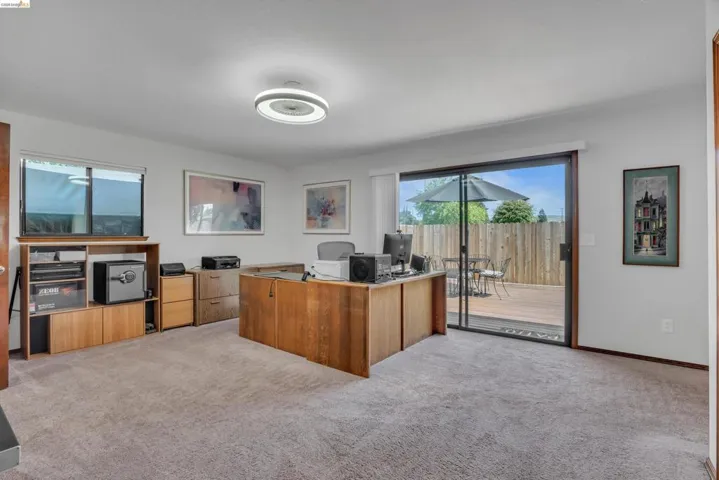 Office with light carpet