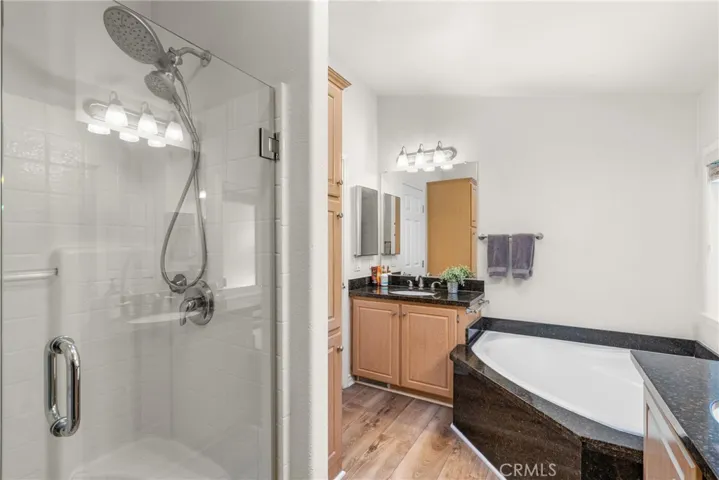 Primary bath with separate tub and shower