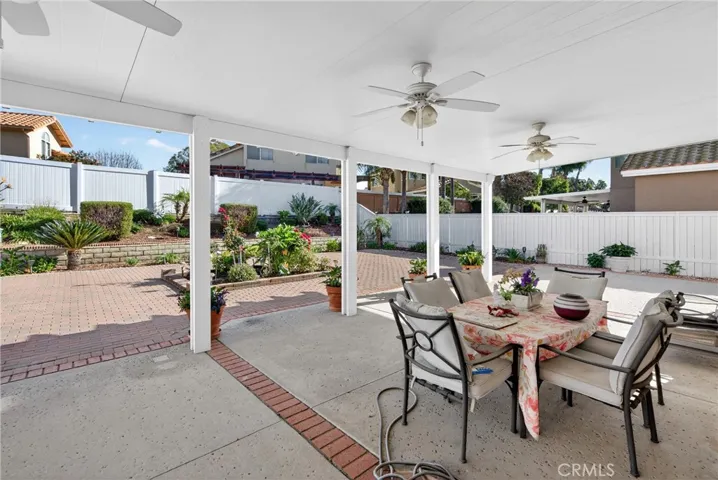 Covered patio with fans.