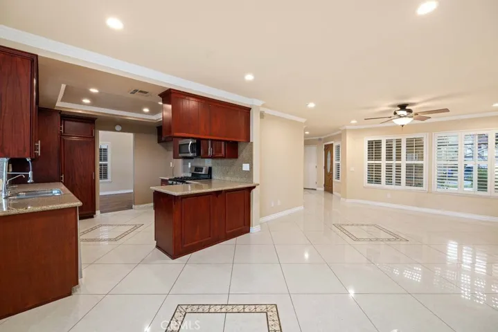 kitchen open to nook and family room
