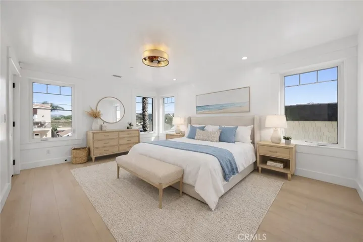 Virtually staged primary bedroom