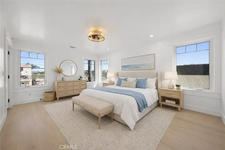 Virtually staged primary bedroom