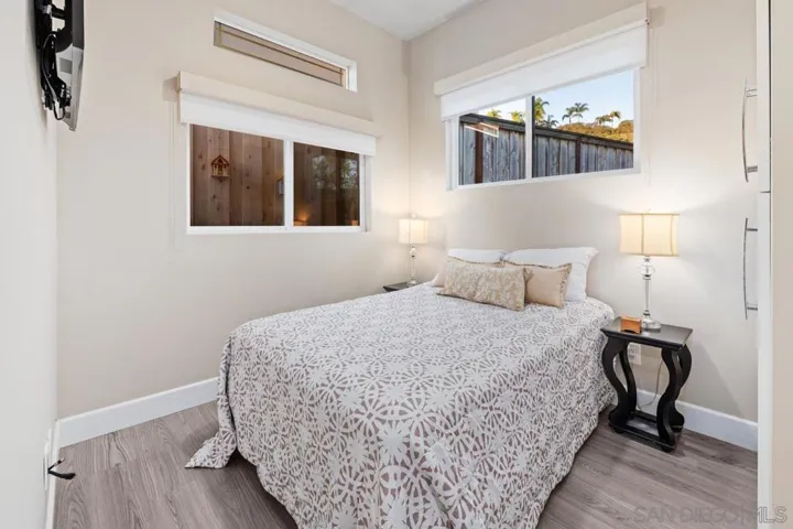 Guest cottage bedroom with adjoining bath