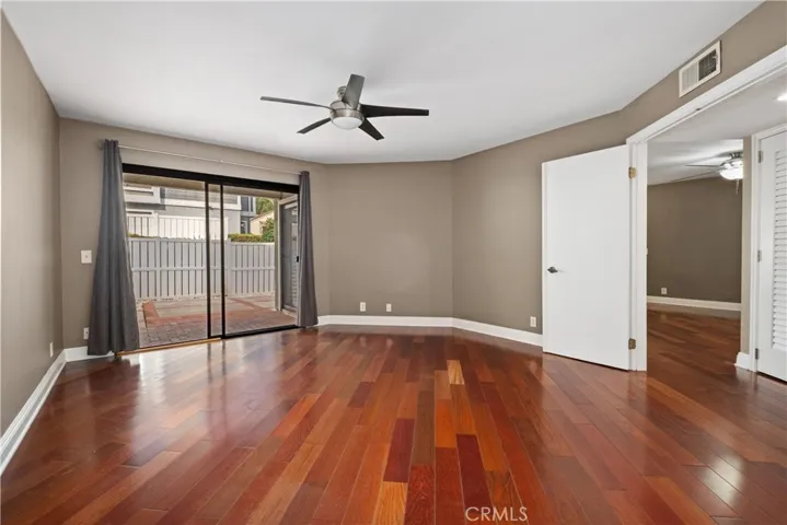 Master bedroom sliding door to backyard