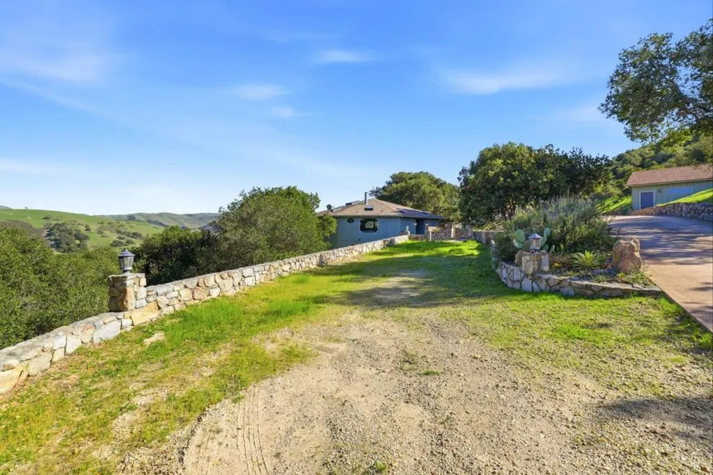 View of the main house (left) from the driveway