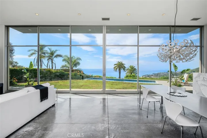 The living area is filled with beautiful views from all directions.