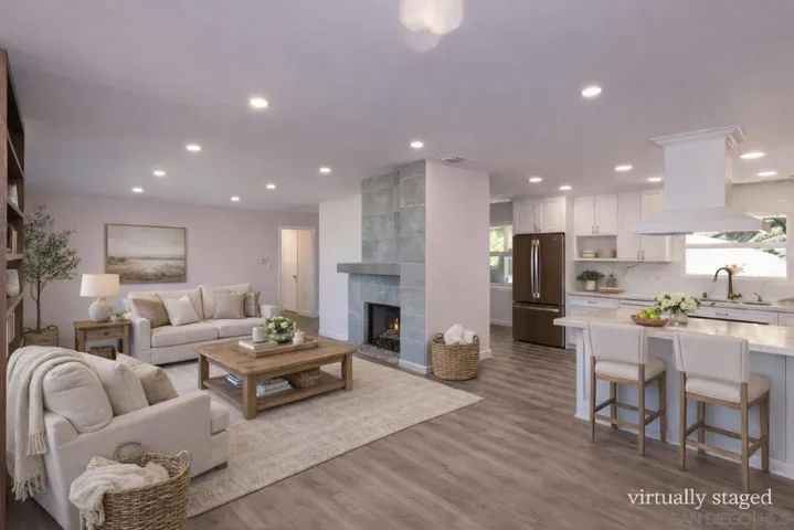 Virtually Staged - open-concept living room and kitchen