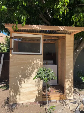 Laundry room in backyard