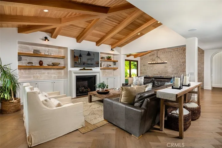 Family room with fireplace and