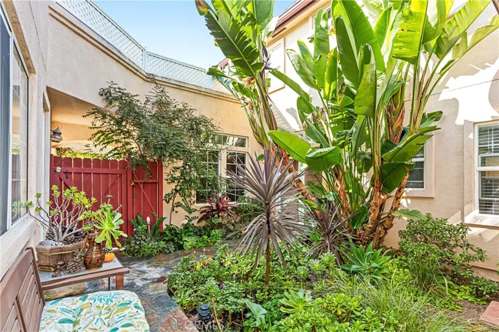 Front yard area for the main house, behind a gate