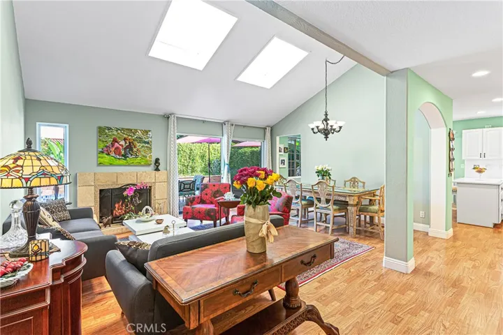 Living room with skylights