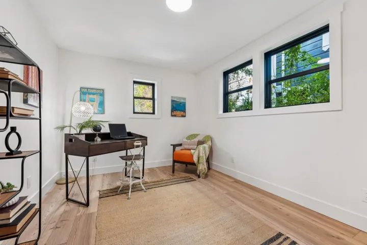 Office space featuring light wood finished floors