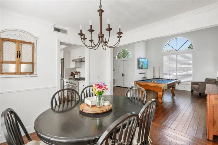Beautiful gleaming wood flooring throughout the home every where but the stairs.