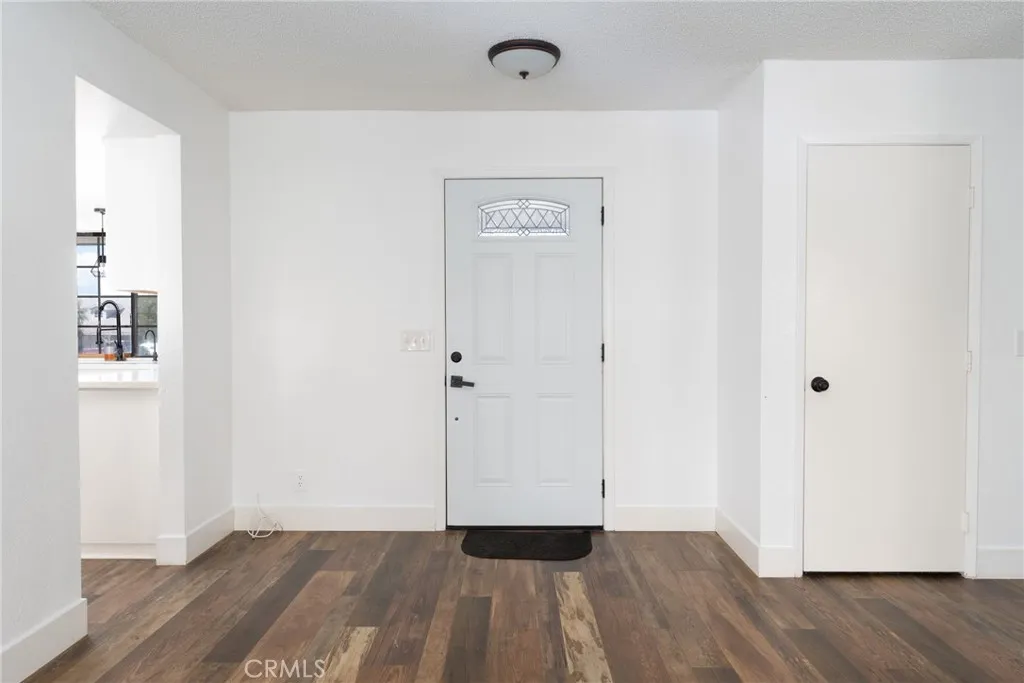 Front door, view from living room