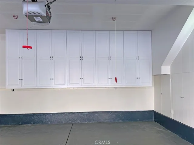 Close up view showing a portion of the garage cabinetry