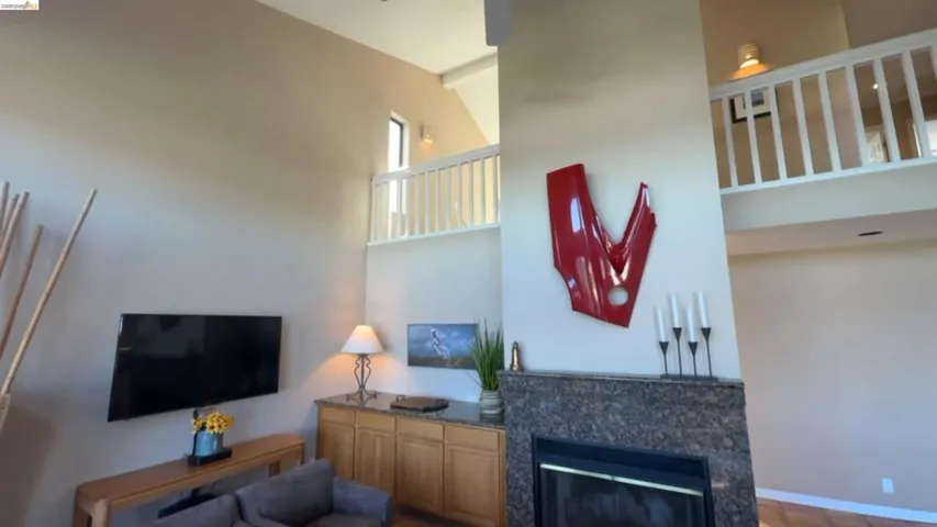 Living area with a fireplace