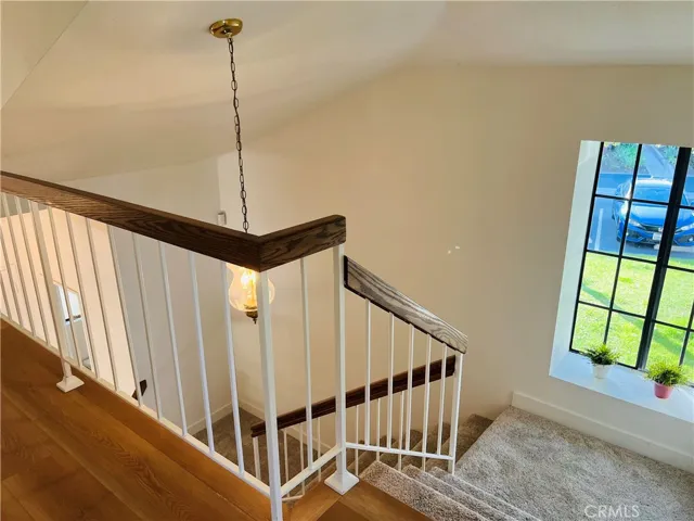 Newly installed carpet on  Stairway