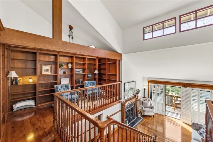 Mezzanine overlooks living room