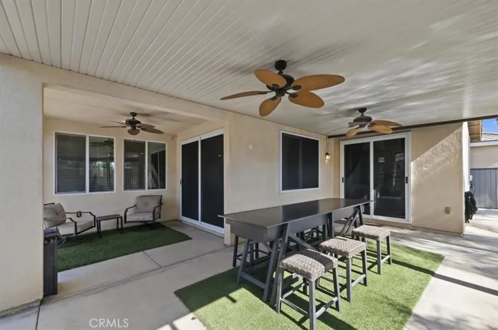 Alumawood Solid Patio Cover with Ceiling Fans