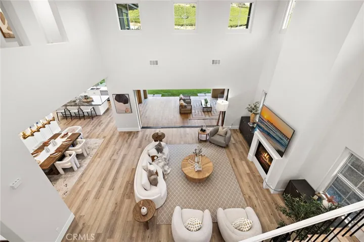 Architectural overlook showcasing the soaring two-story great room
