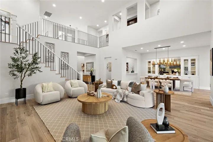 Expansive great room with soaring ceilings and open-concept layout