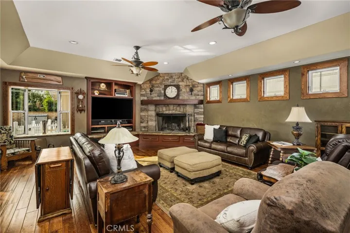 Beautiful stone fireplace with hearth