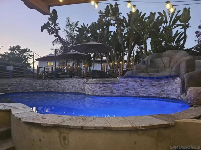 Solar heat for pool and hot tub. Custom lighting.