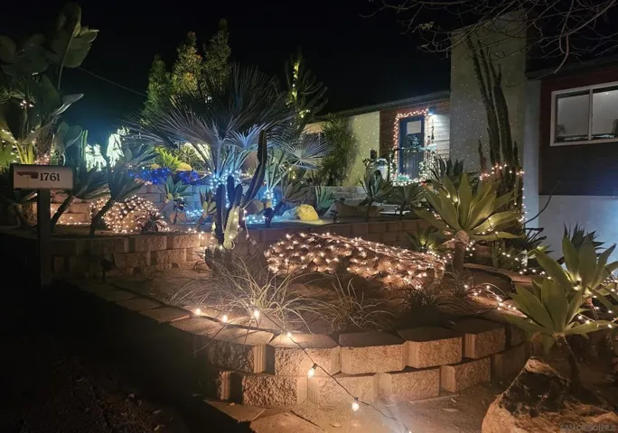 Beautifully lit landscaping