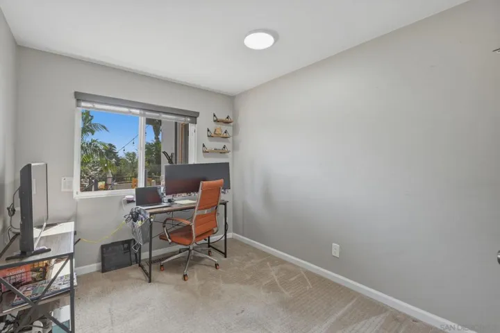 Bedroom with a view, currently used as an office.