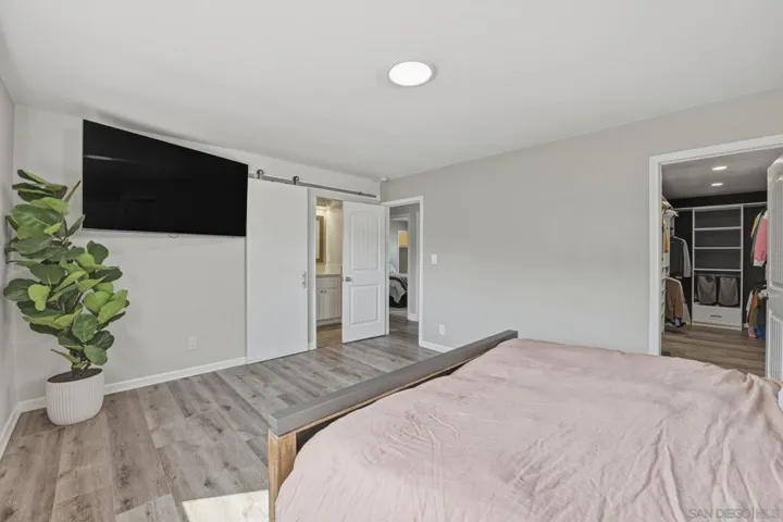 Primary bath has sliding door